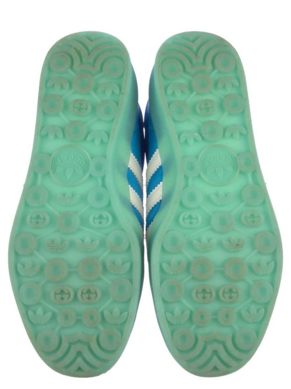 Gucci x Adidas collab Blue, Teal & Pink satin Gazelle Sneaker - Picture 5 of 5